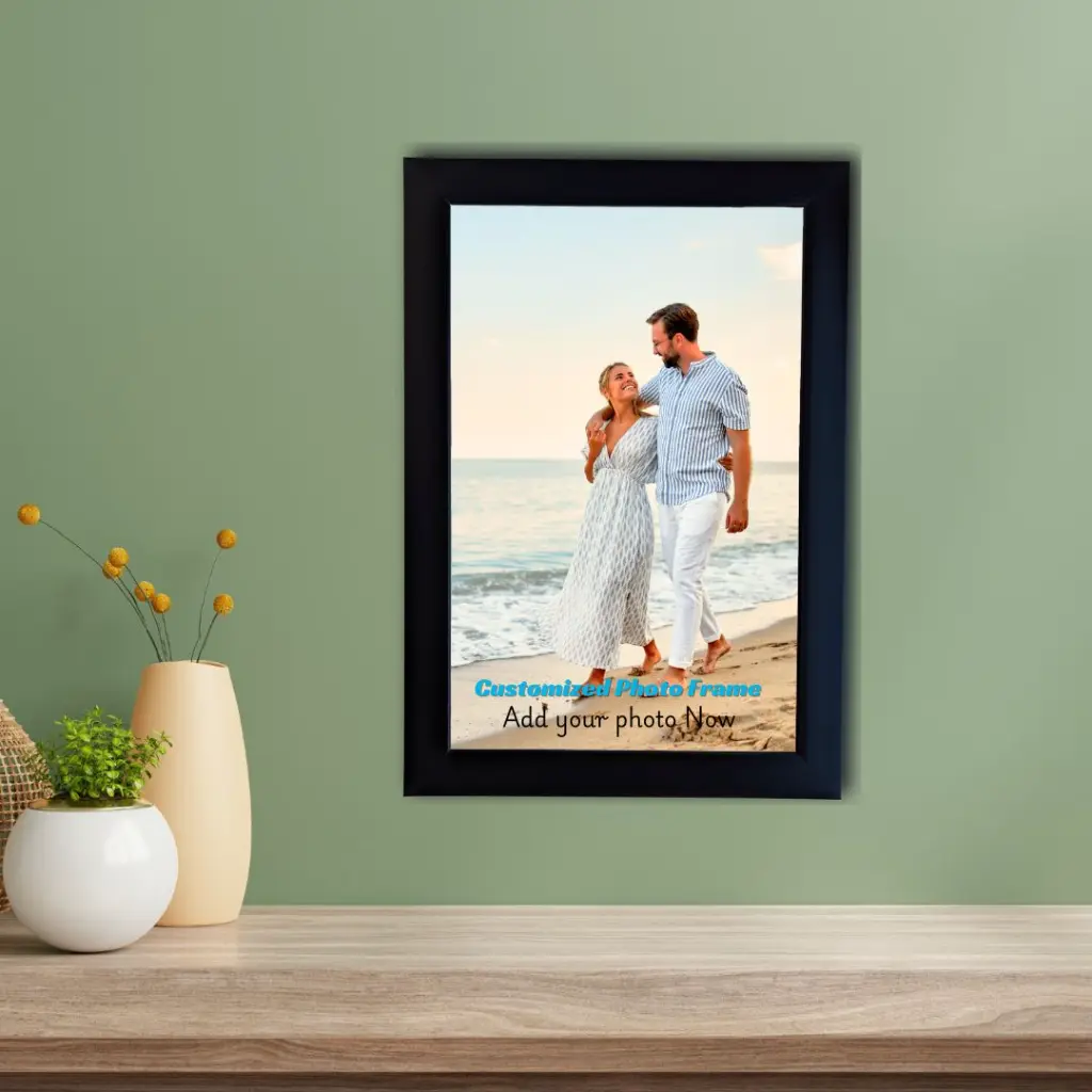 Personalised photo Frames with Photo Upload, personalised print, Black Wooden Frame, Customised Gift For Anniversary, Birthday, Wedding, Couples (A4, A3, A5  Size)