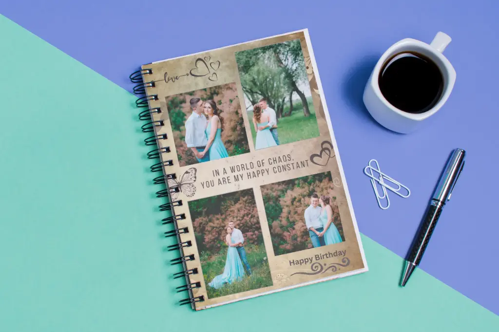 Prsthaa Customized A5 Notebook, Diary, handy, Hard Cover, 150 Pages, 95 Gsm Paper, Best for Birthday Gift, 4 Photos Template