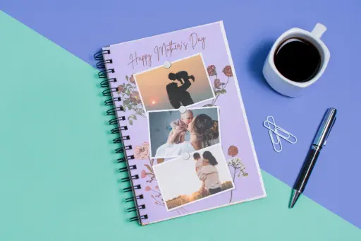 Prsthaa Customized A5 Notebook, Hard Cover, easy to carry, 150 Pages, 95 Gsm Paper, Best for Mother's Day, Birthday Gifts