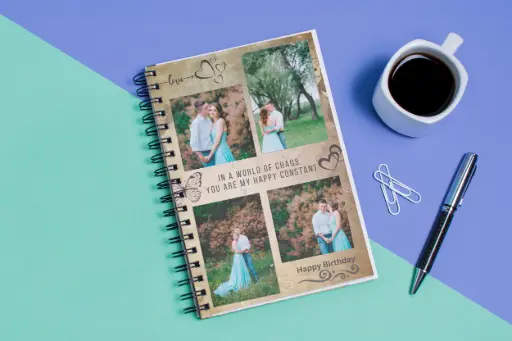 Prsthaa Customized A5 Notebook, Diary, handy, Hard Cover, 150 Pages, 95 Gsm Paper, Best for Birthday Gift, 4 Photos Template
